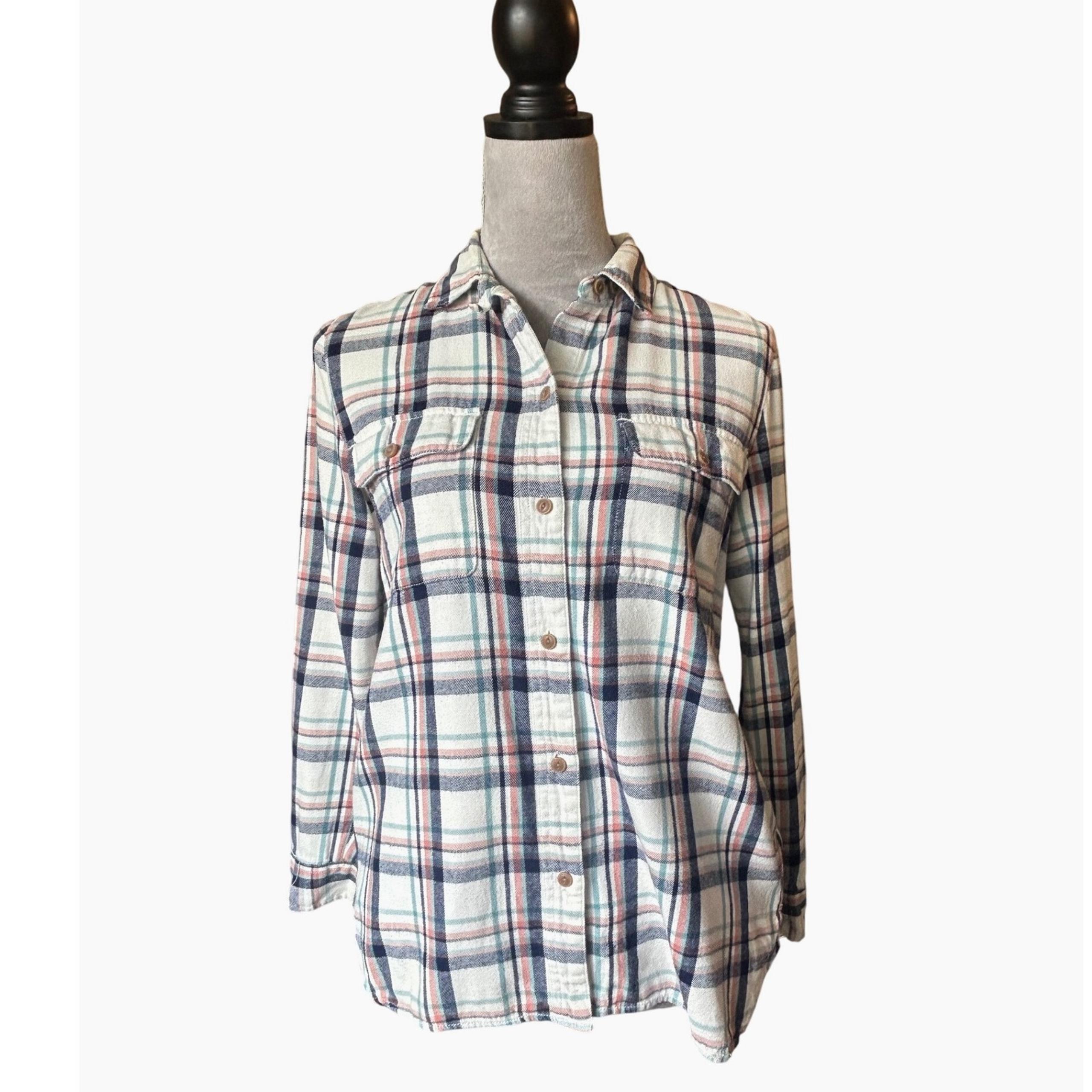 Madewell Flannel Shirt Plaid Button Down Long Sleeve Relaxed Fit Size S