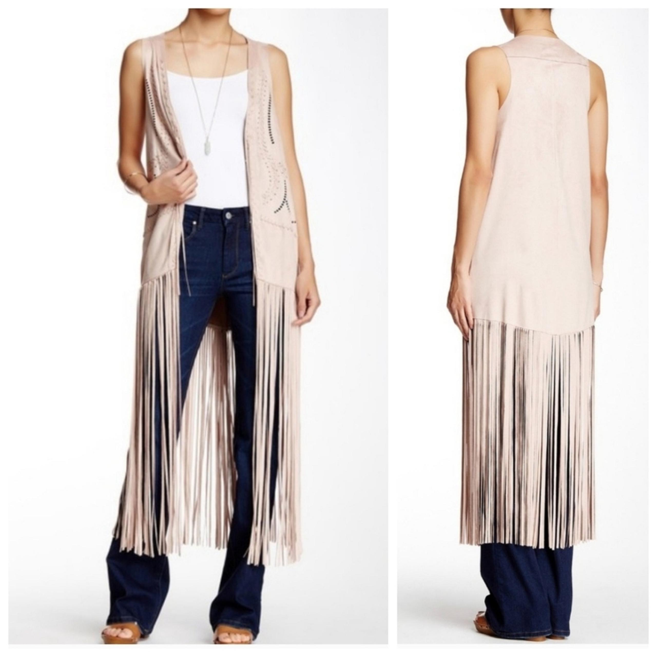 2X Jessica Simpson tan maxi length duster vest with cut outs