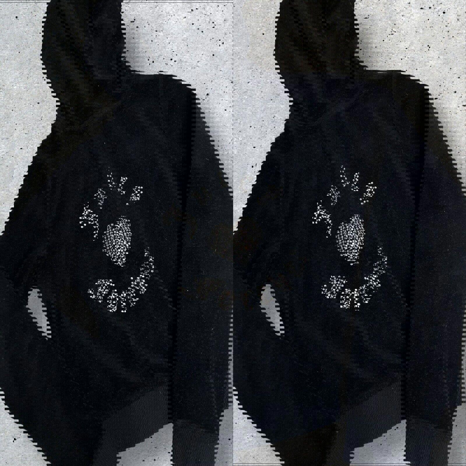 Juicy Couture x Forever 21 Black Velvet Zip Up Hoodie Size M