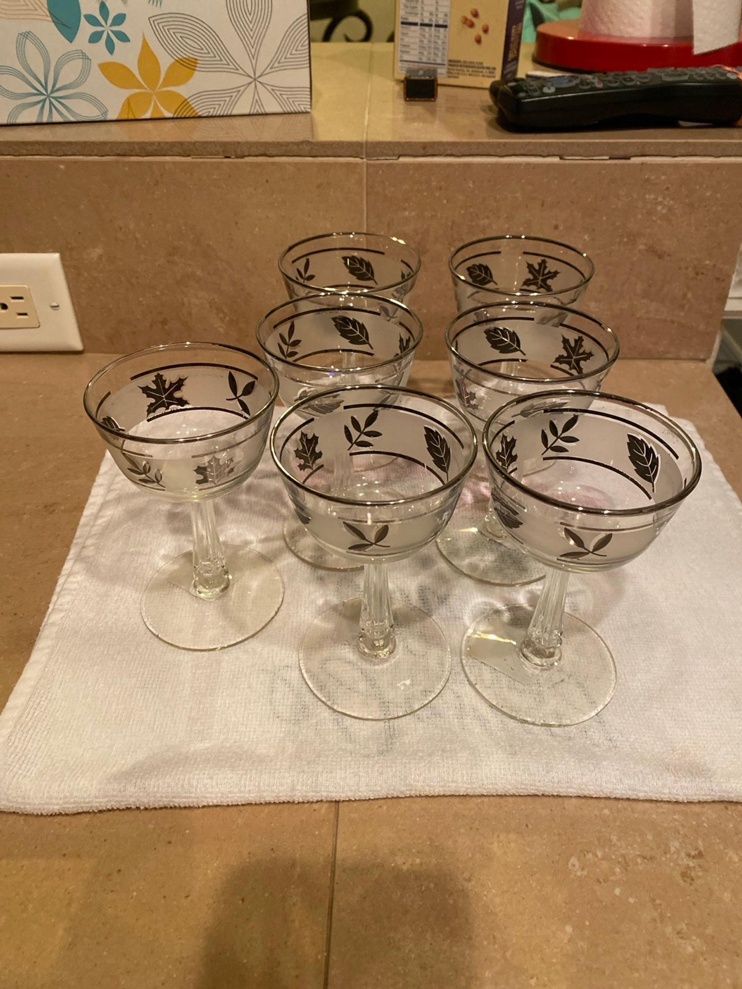 Vintage Libbey silver leaf cocktail glasses