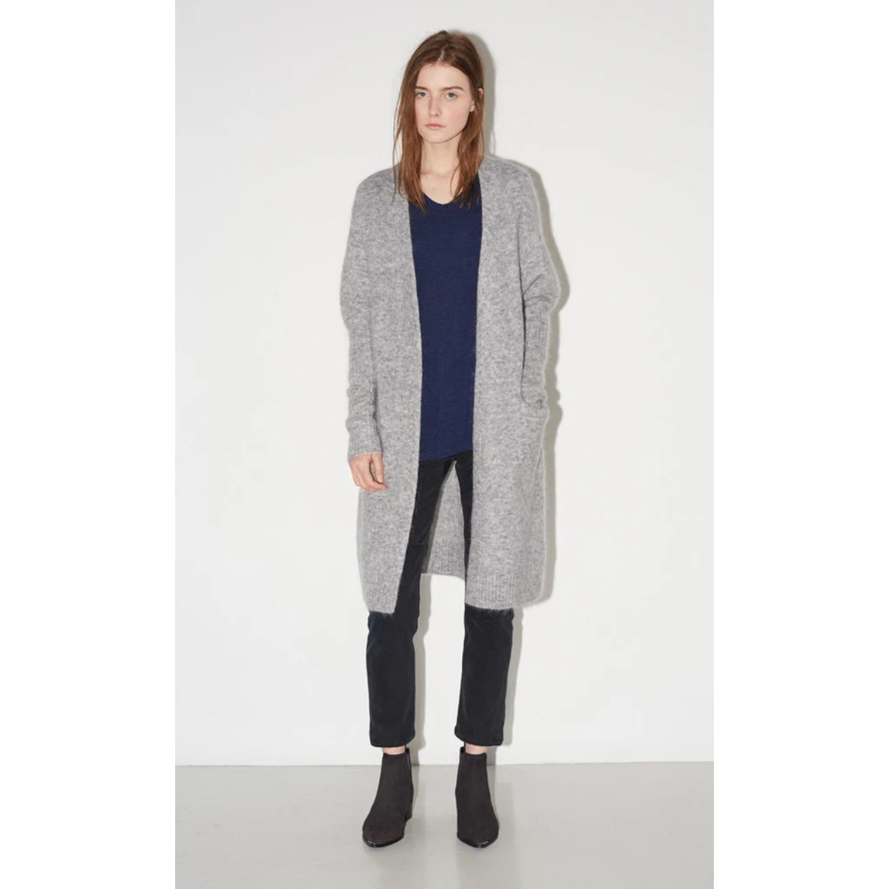 ACNE STUDIOS Gray Raya Mohair Open Front Cardigan Knit Sweater Women's Size XXS