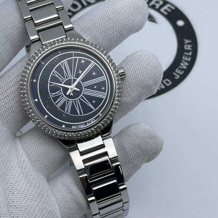 Michael Kors Taryn Stainless Steel Crystal Blue Roman Dial Ladies Watch MK6549