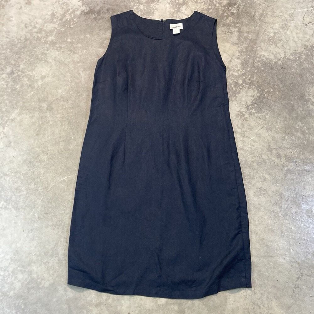 Adrian Jordan Dress Womens Plus 26 Ramie Blend Black Mid Length Sleeveless