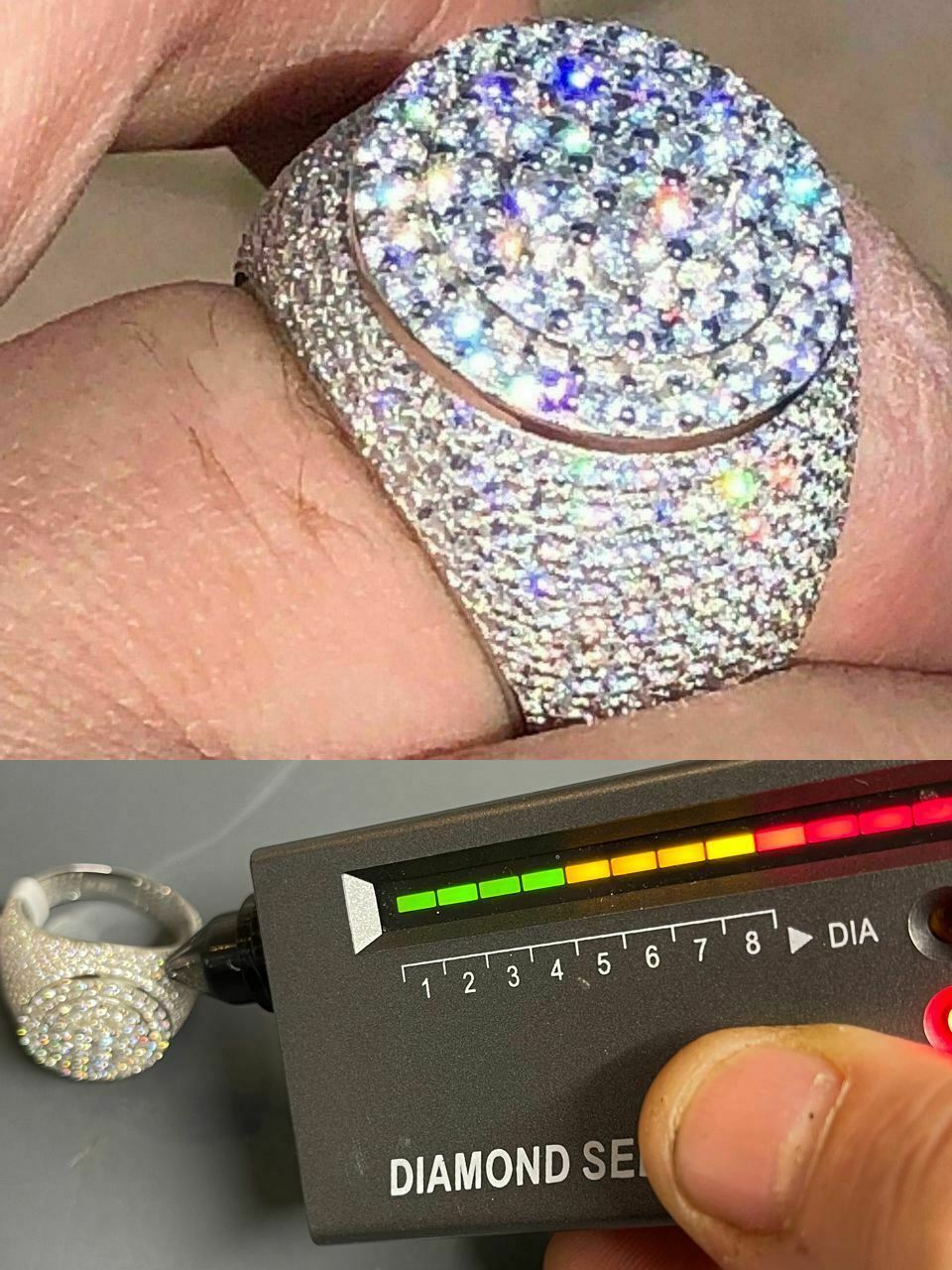 MOISSANITE 925 Silver Iced Hip Hop Ring Size 10