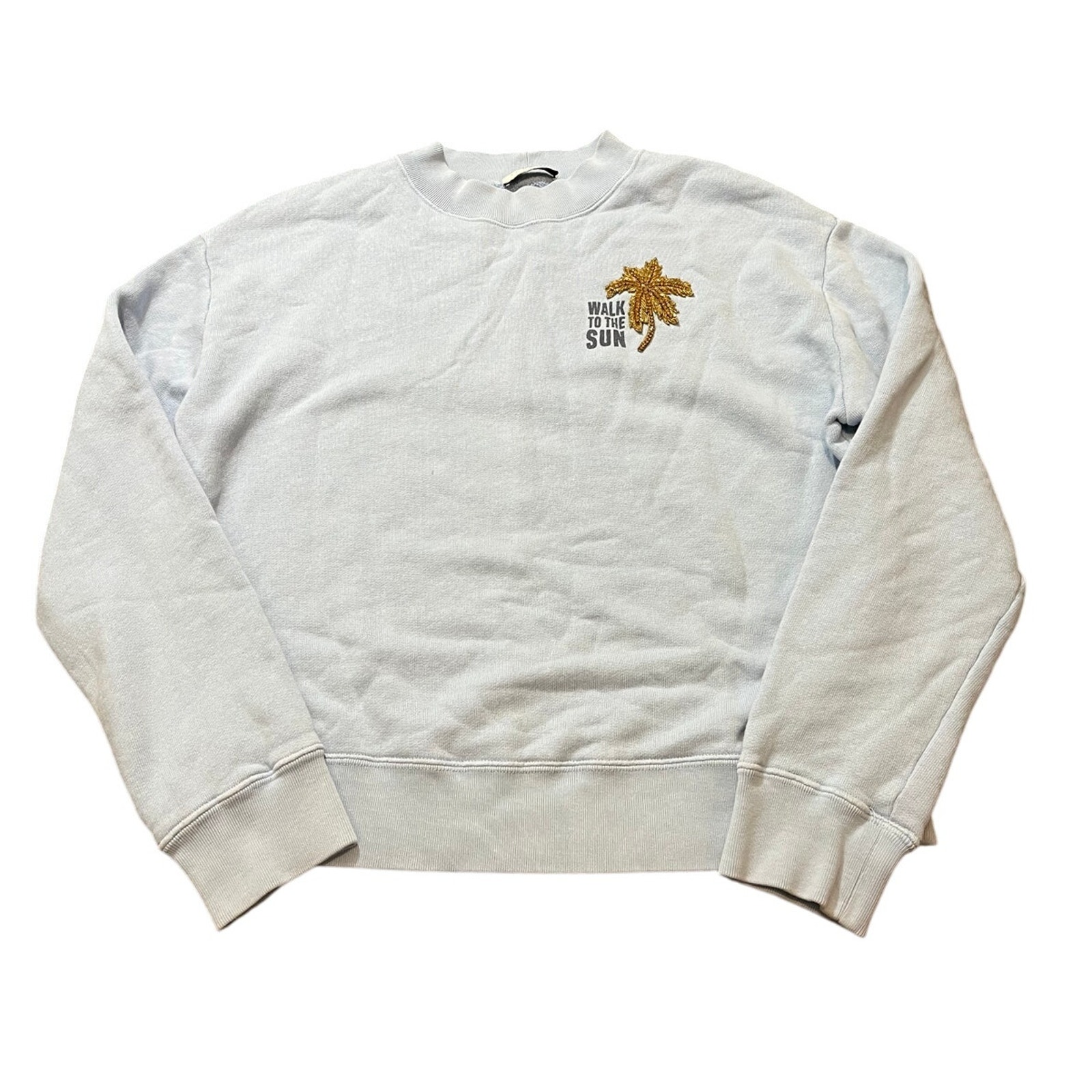 Sandro “Walk to the sun” blue mock neck sweatshirt size 40 US 8 crewneck