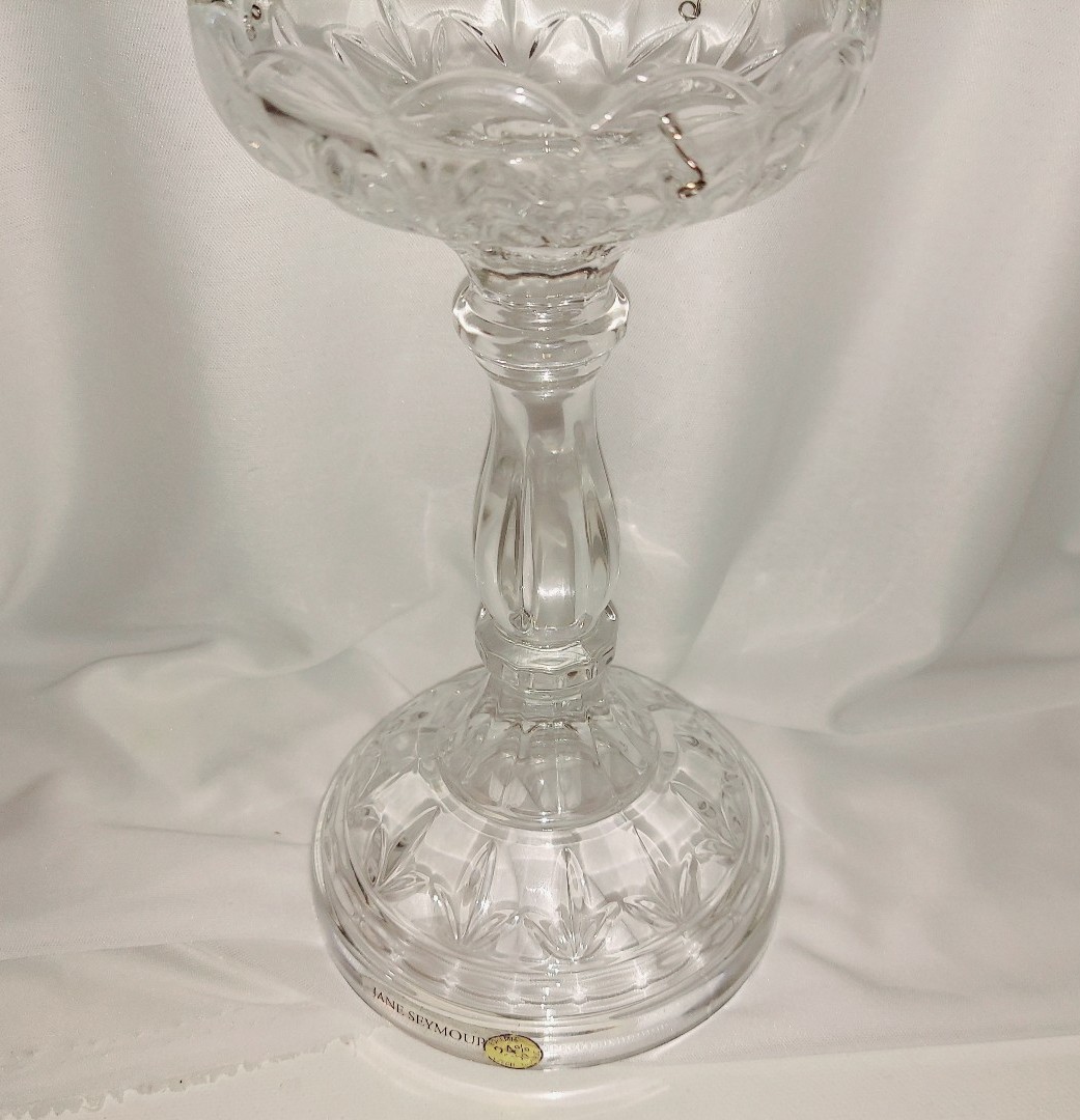 Jane Seymour Crystal Pedestal Candle Holder 29% Crystal Czech Republic