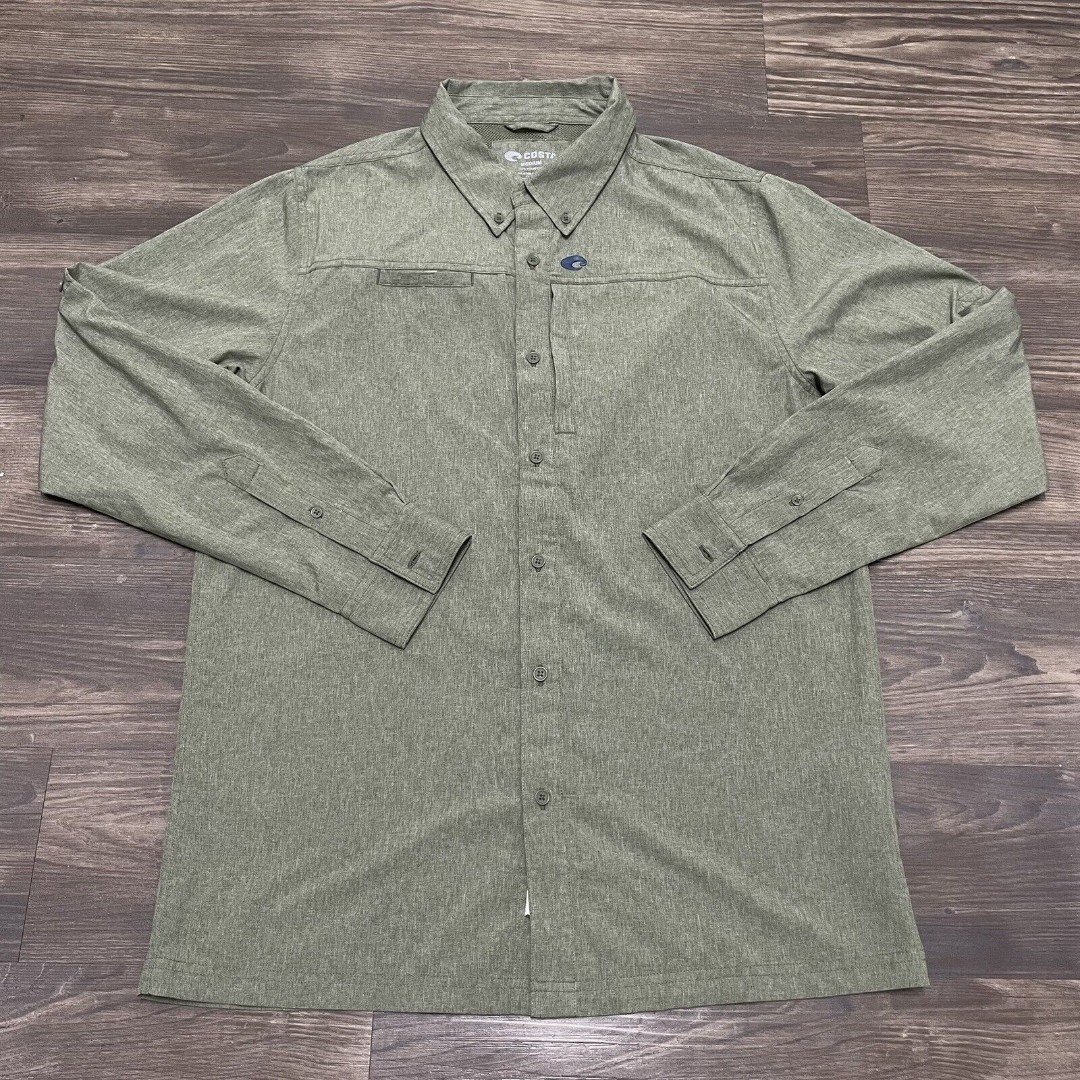 Costa Del Mar Angler Tech Button Down Long Sleeve Shirt UPF 30 Men’s Size M