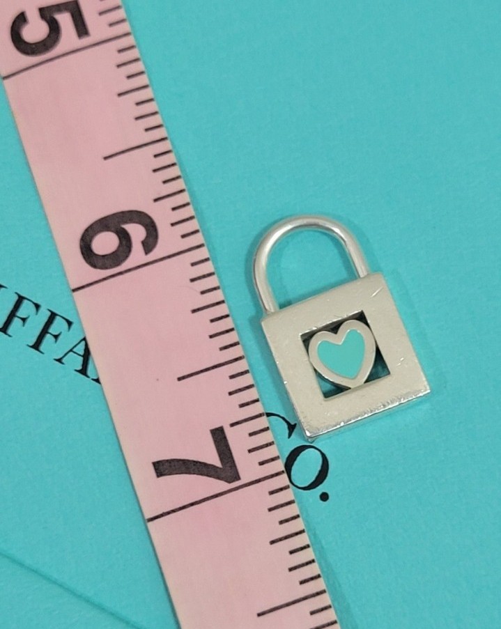 Rare Tiffany & Co. Blue Enamel Heart Lock Pendant /charm