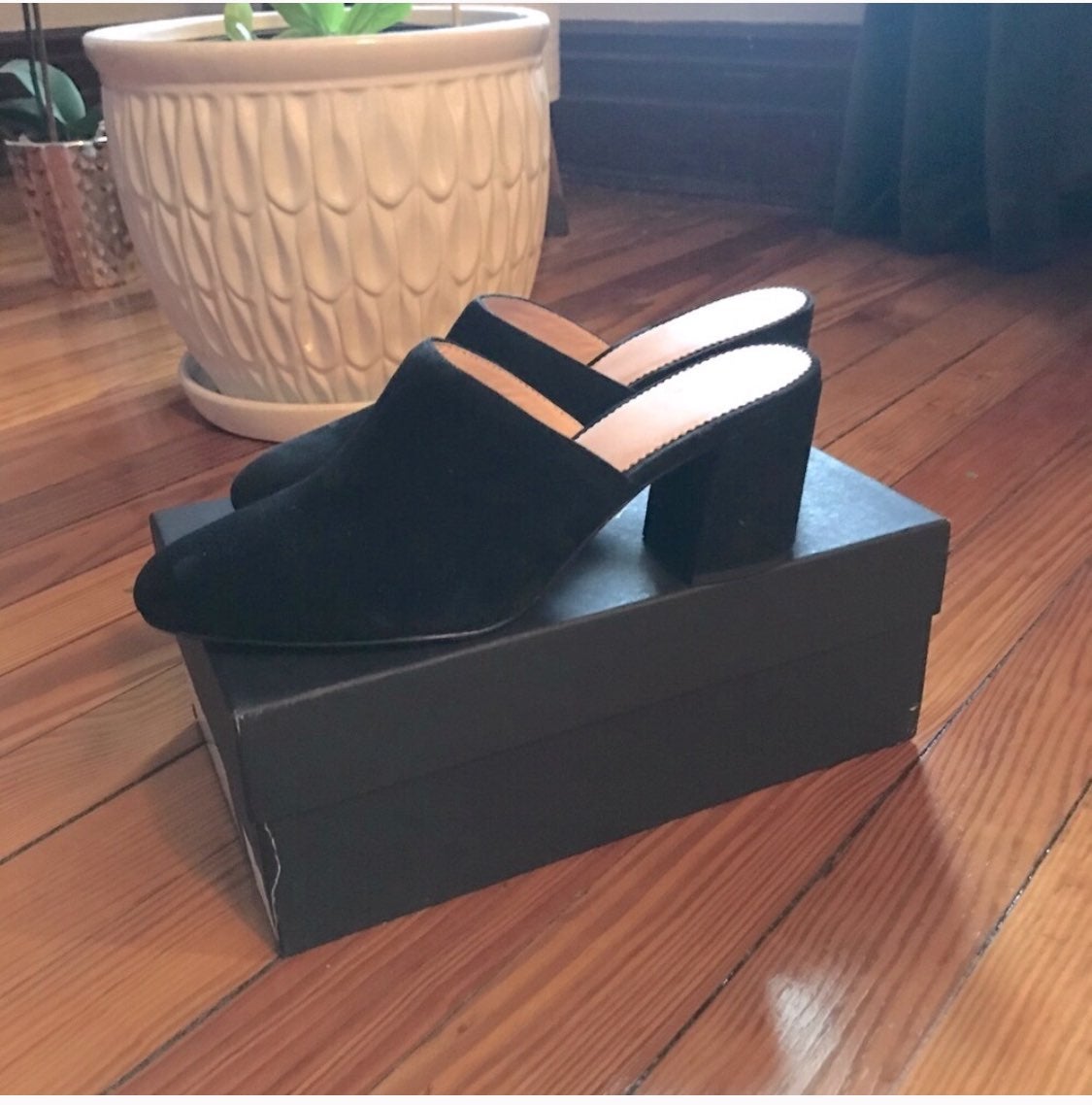 BLACK SUEDE MULE - NEVER WORN