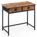Space Saving Home Computer Desk w/2 Fabric Drawers 4 Hanging Hooks & Metal Frame