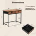 Space Saving Home Computer Desk w/2 Fabric Drawers 4 Hanging Hooks & Metal Frame