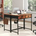 Space Saving Home Computer Desk w/2 Fabric Drawers 4 Hanging Hooks & Metal Frame