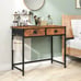 Space Saving Home Computer Desk w/2 Fabric Drawers 4 Hanging Hooks & Metal Frame