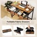 Space Saving Home Computer Desk w/2 Fabric Drawers 4 Hanging Hooks & Metal Frame