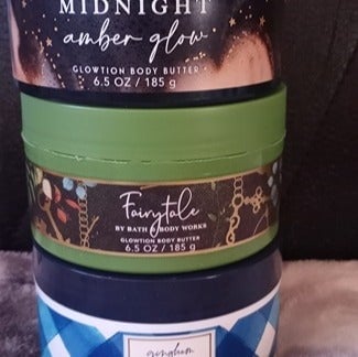 Bath and Body Works Set Body Butters Fairytale, Midnight Amber Glow, Gingham