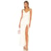 Camila Coelho Reyna Maxi Dress in Pearl White Satin Asymmetric A-line XS