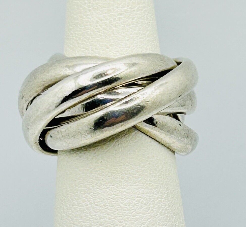 Rare Amazing Versani Sterling Silver Five Band Interlocking Ring Sz 6 Signed