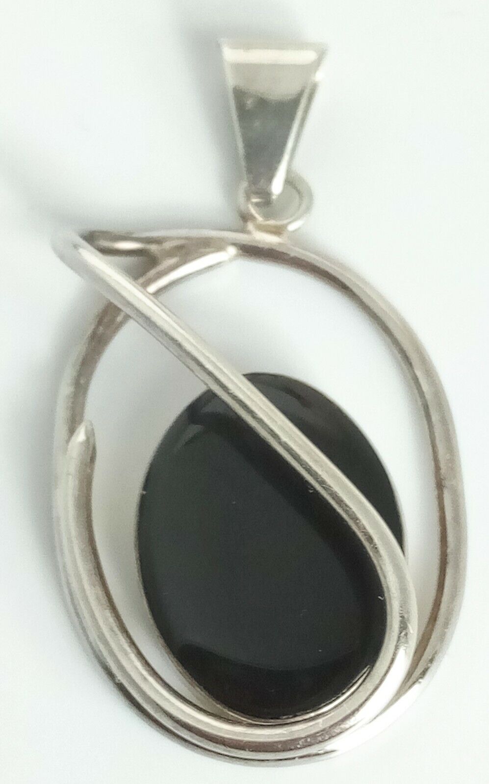 Sterling Silver Black Onyx Cabochon Pendant