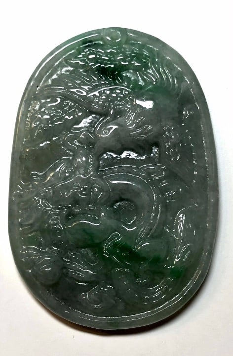 Certified Burmese jade phoenix dragon
