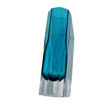 Rare Gunnar Ander Lindshammar Style Teal Octagonal Art Glass Vase MCM Vtg See