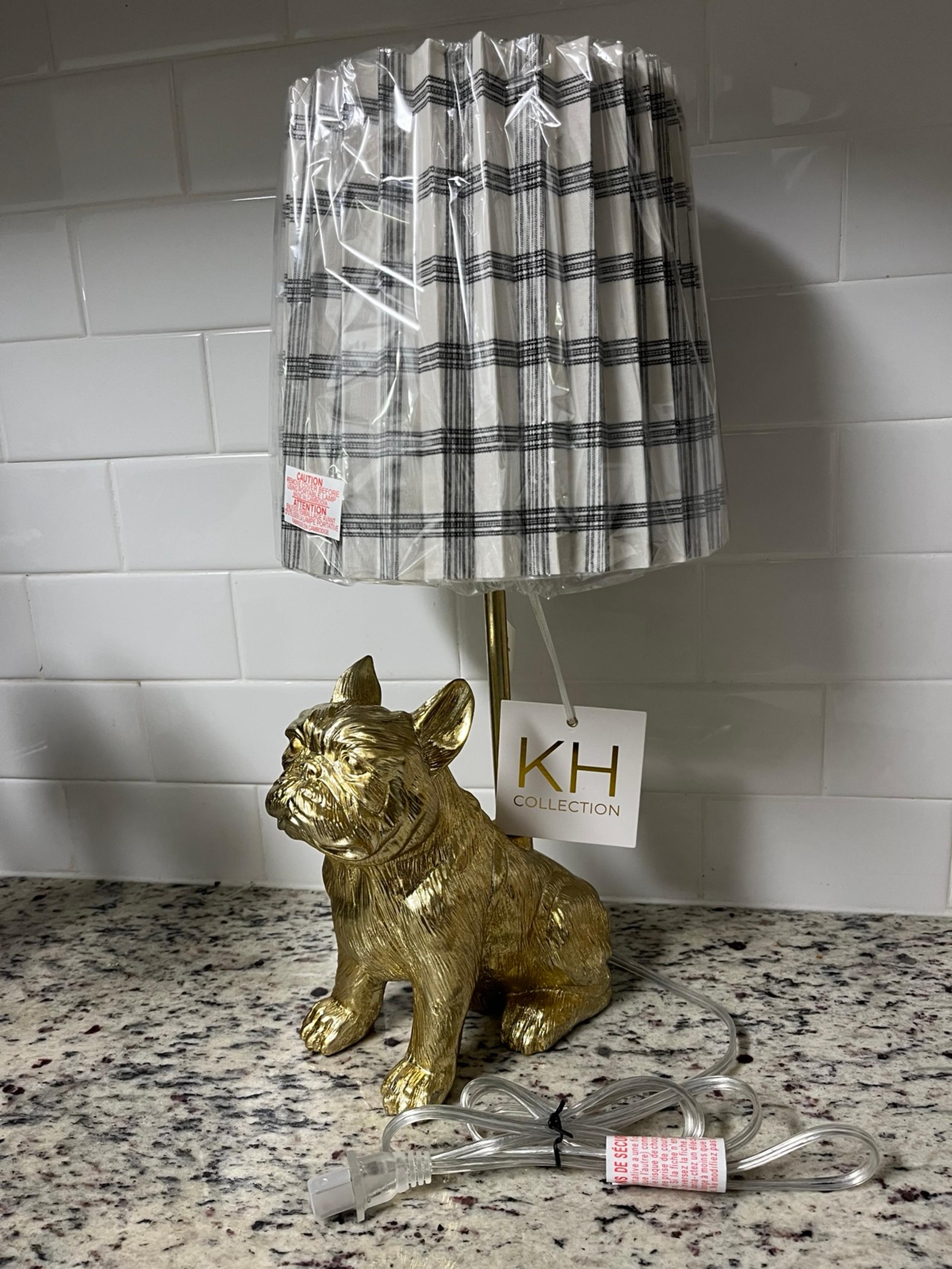 Gold Karma Home Mini Bulldog Frenchie Dog Pug Table Lamp