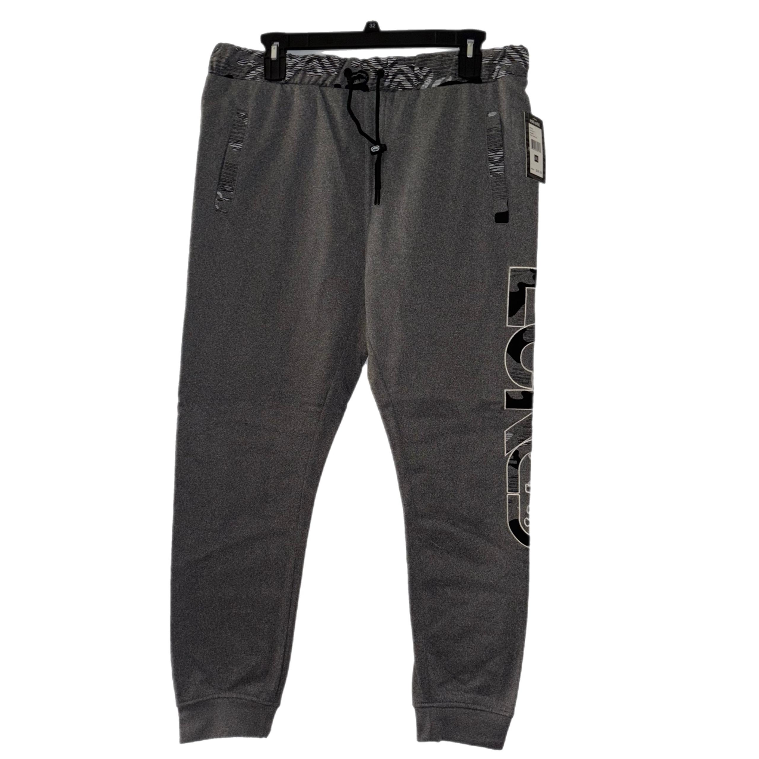 Ecko Unltd Men's Sweatpants Embroidered Vertical Logo Fleece Jogger in Grey