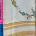 Vintage Hand Embroidered Art Deco Floral Linen Print Napkins w Table Cloth Set