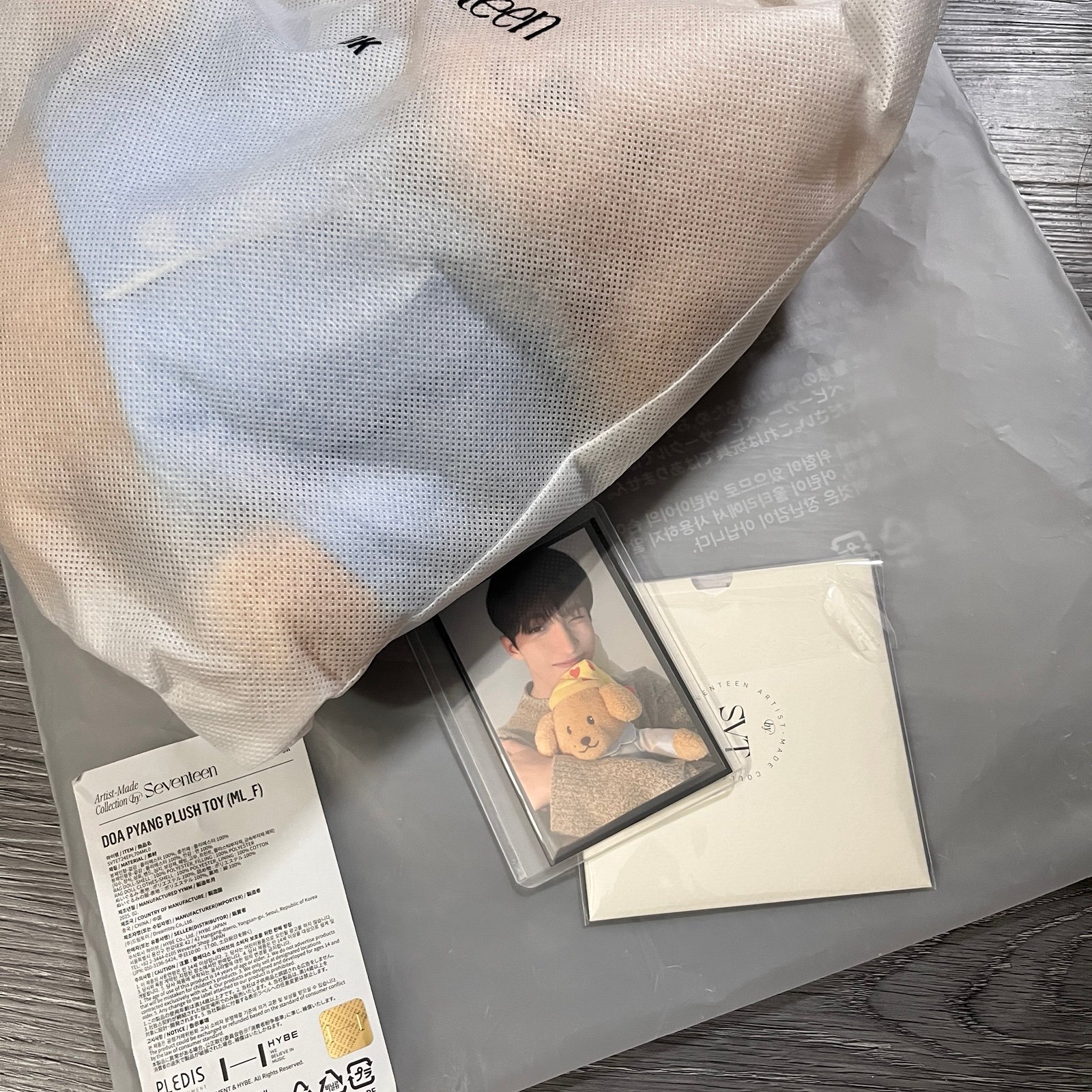 Seventeen Artists Made DK Doa plush toy bear ( BRAND NEW included DK Photocard)