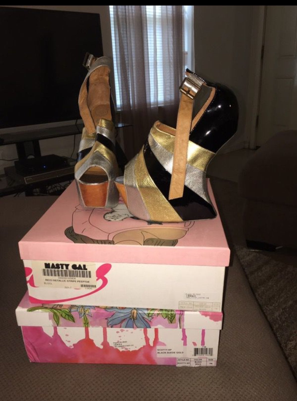 Ricci Metallic Stripe Peeptoe