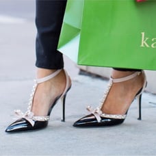New Kate Spade NIB Chrystal Studded Heels Shoes black blush leather women’s 9.5