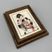 Framed Geisha Girl in Kimono Robe Fan Etched Art D R Mueller Signed Faux Marble