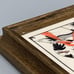 Framed Geisha Girl in Kimono Robe Fan Etched Art D R Mueller Signed Faux Marble