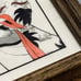Framed Geisha Girl in Kimono Robe Fan Etched Art D R Mueller Signed Faux Marble