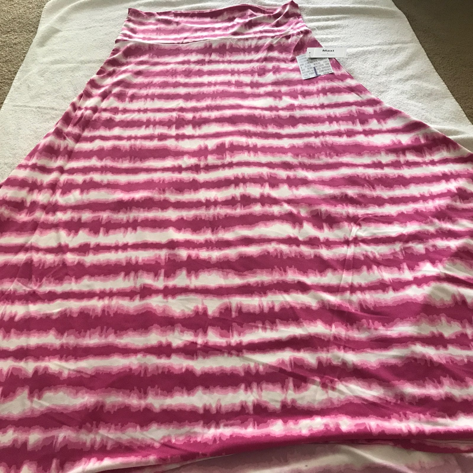 Pink White Tie Dye Maxi Skirt Lularore Large 14/16 12/14 Unicorn LLR New