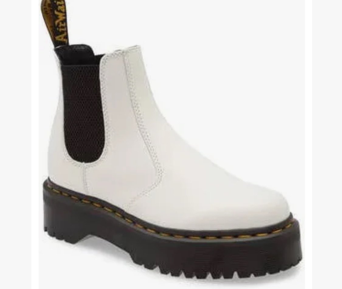 Dr. Martens White and Black Ankle Boots with Chunky Sole