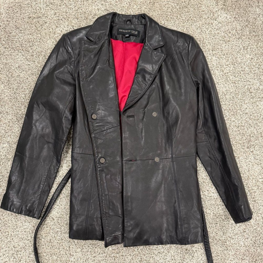 Kenneth Cole Vintage Black Leather Motorcycle Jacket XS - Authentic