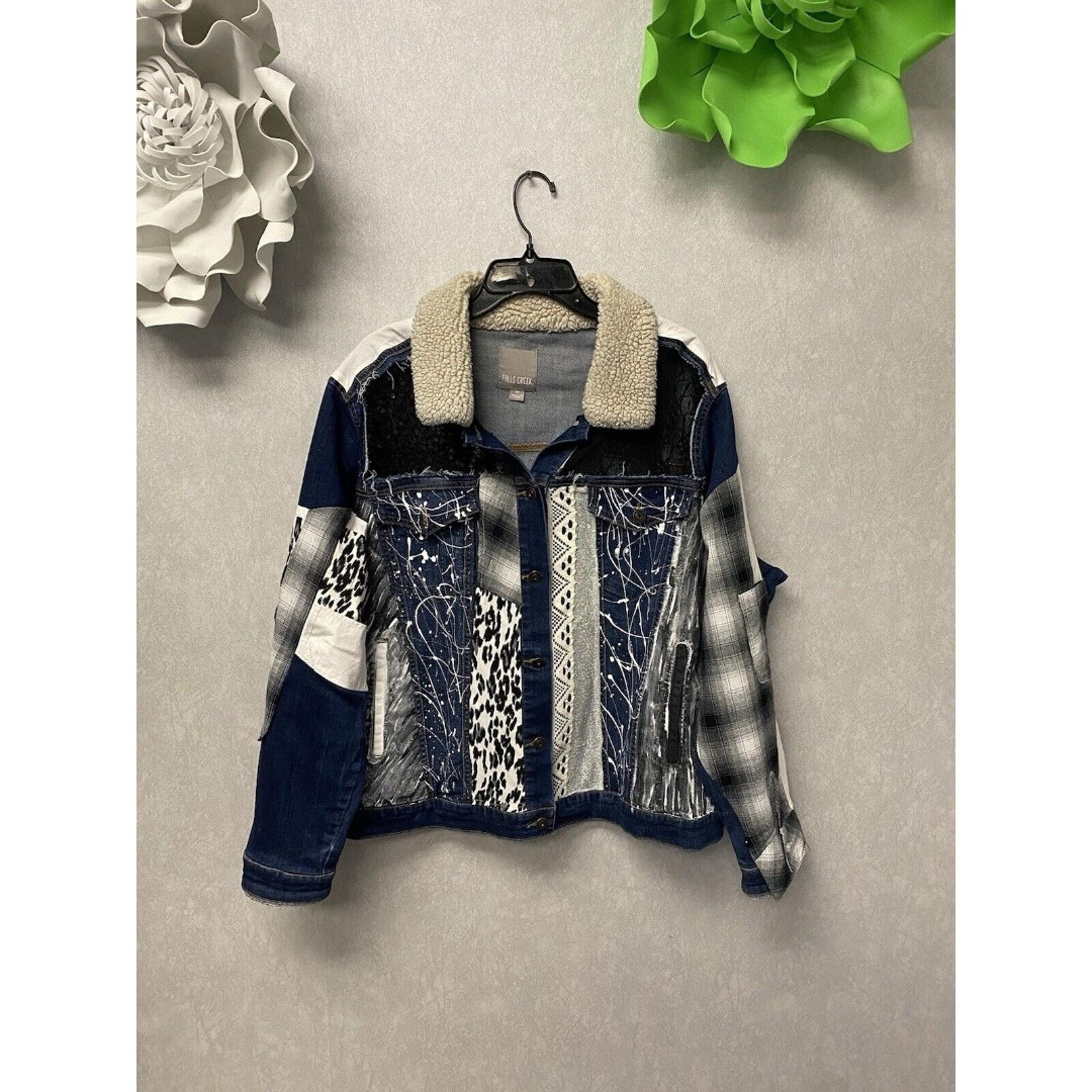 Revamped Fall Creek Denim Jacket Size 3XL- Hand painted