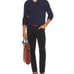 Bloomingdales The Mens Store Merino Wool V-Neck Sweater Size Large Dark Navy