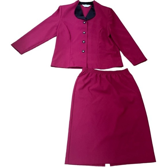 Elizabeth Williams vintage pink with velvet trim suit 2 piece set size 12