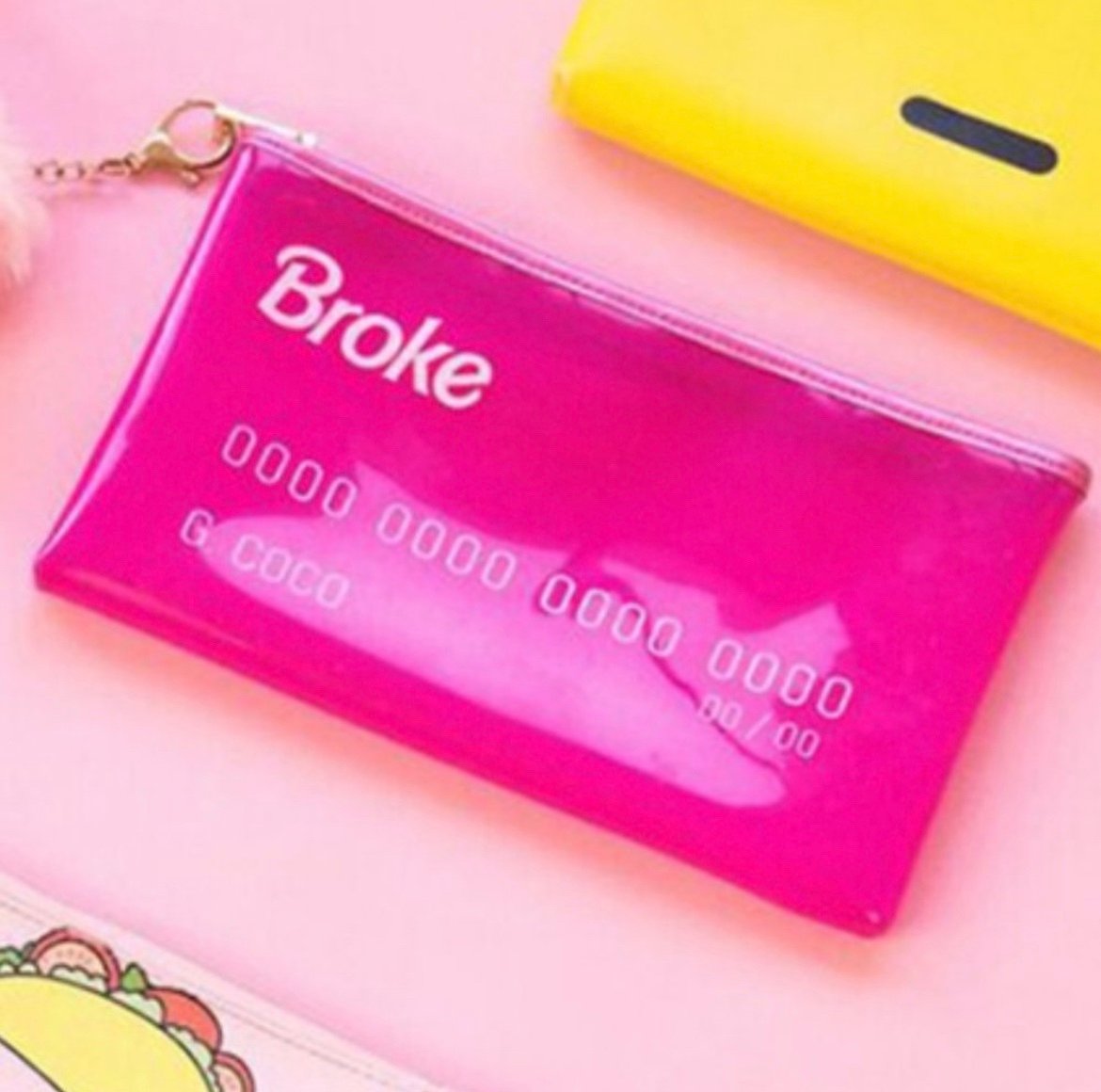 “Broke” Credit Card Jelly Zipper Pouch