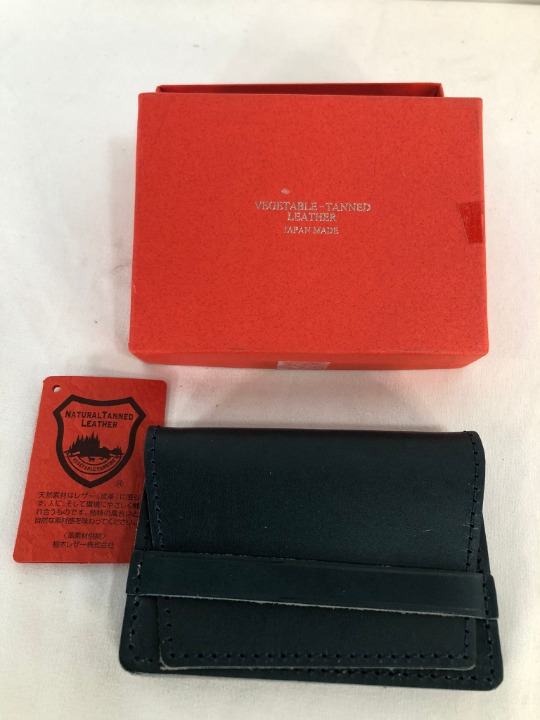 Naniwa Leather Tochigi Leather Card Case (Forehead), Navy, One size