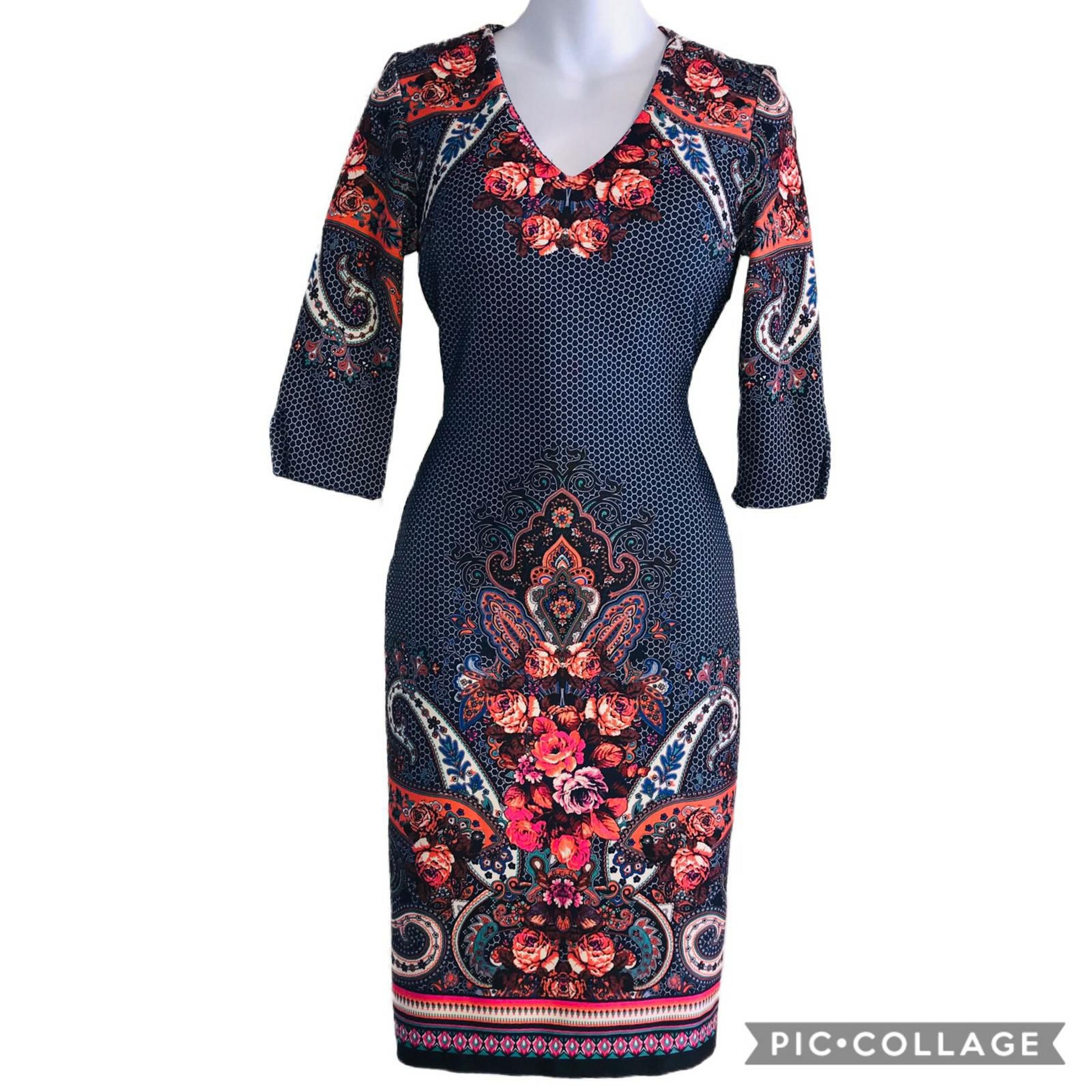 Beige-Eci PAISLEY/FLORAL Fitted Dress 4