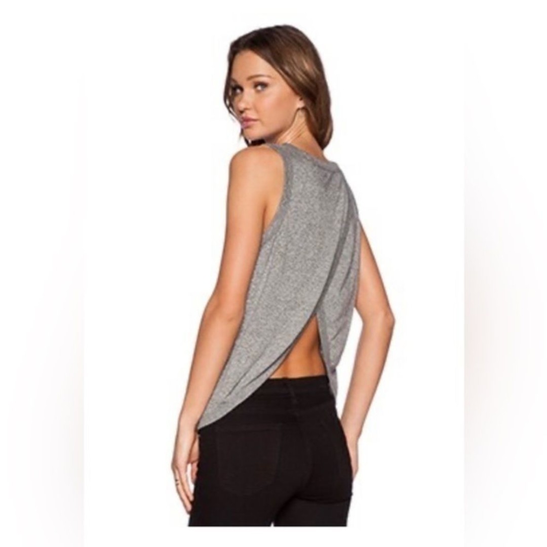 Current/Elliott The Cross Back Muscle Tee in Heathered Grey Size Medium‎