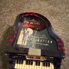 Black Grand Piano Music Box Kings Più Mosso Pianissimo EUC Vintage