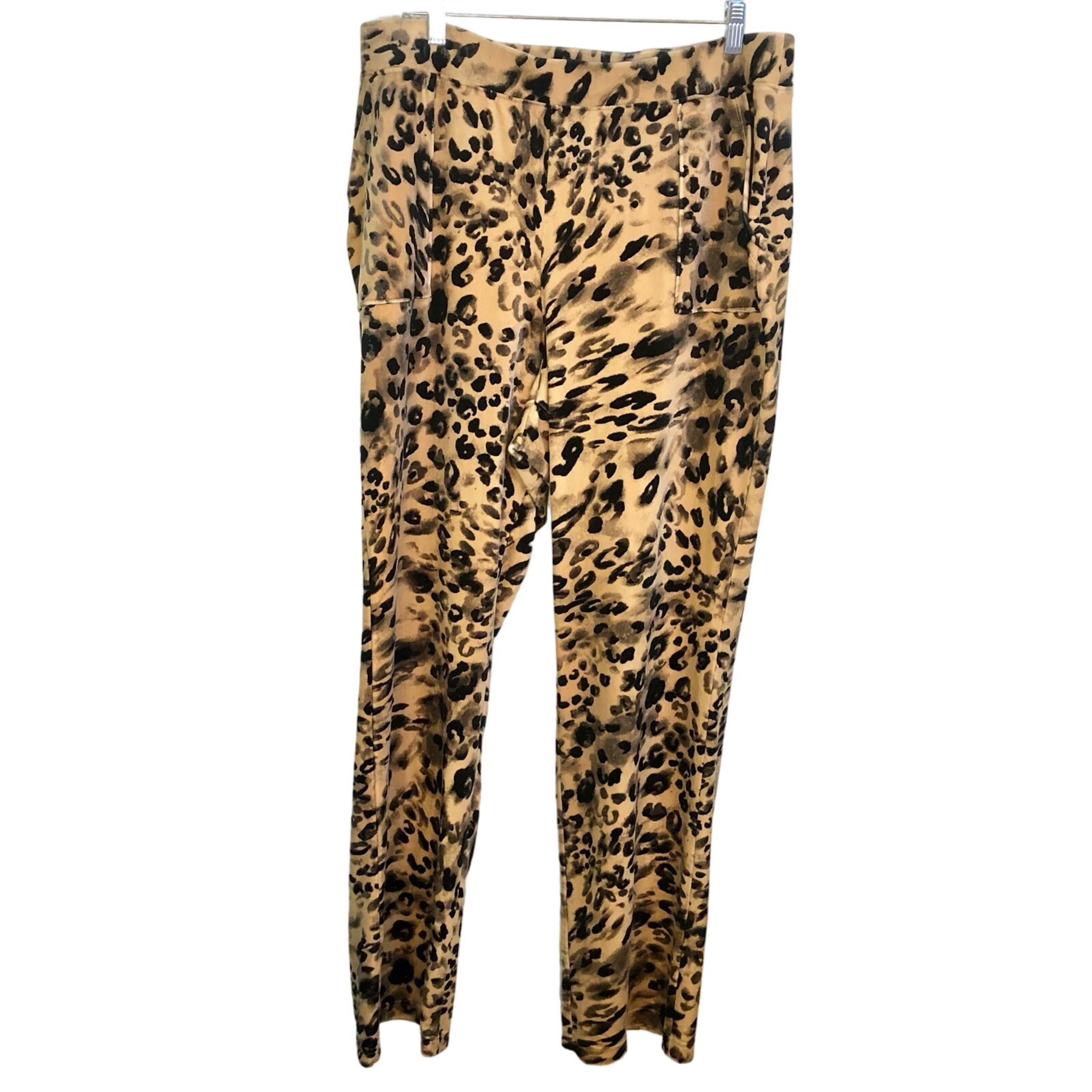Juicy Couture Leopard Print Velour Pants Pull-On Casual Pants Women's Size 1x