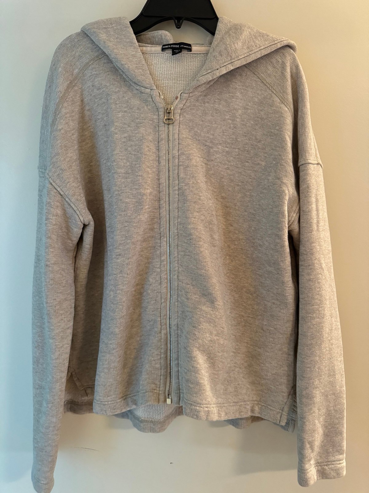 James Perse Heather Gray Hooded Full Zip Sweatshirt, Size 1 (Small)