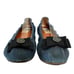 Lanvin x Acne Blue Denim Grosgrain Bow Ballet Flats Ballerinas Women's Shoes