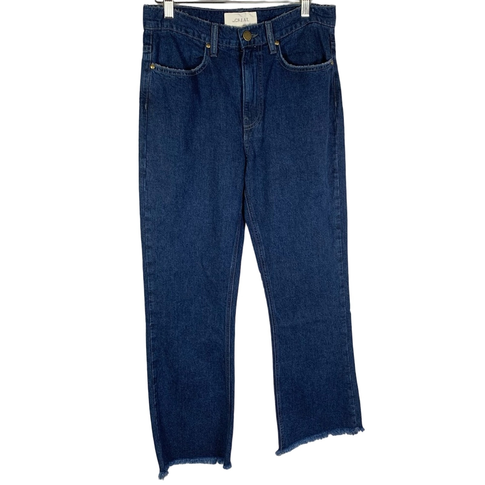 The Great Western Crop Boot Distressed Raw Hem Size 27 Ultramarine