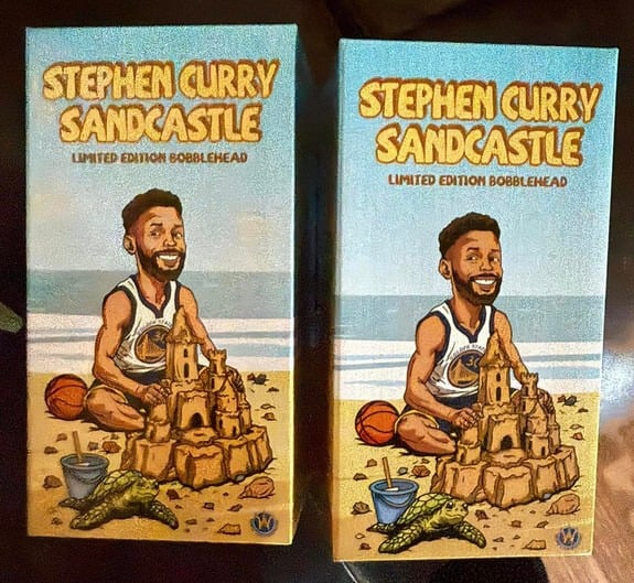 LOT of 2 - Stephen Curry Sandcastle Golden State Warriors Bobblehead SGA