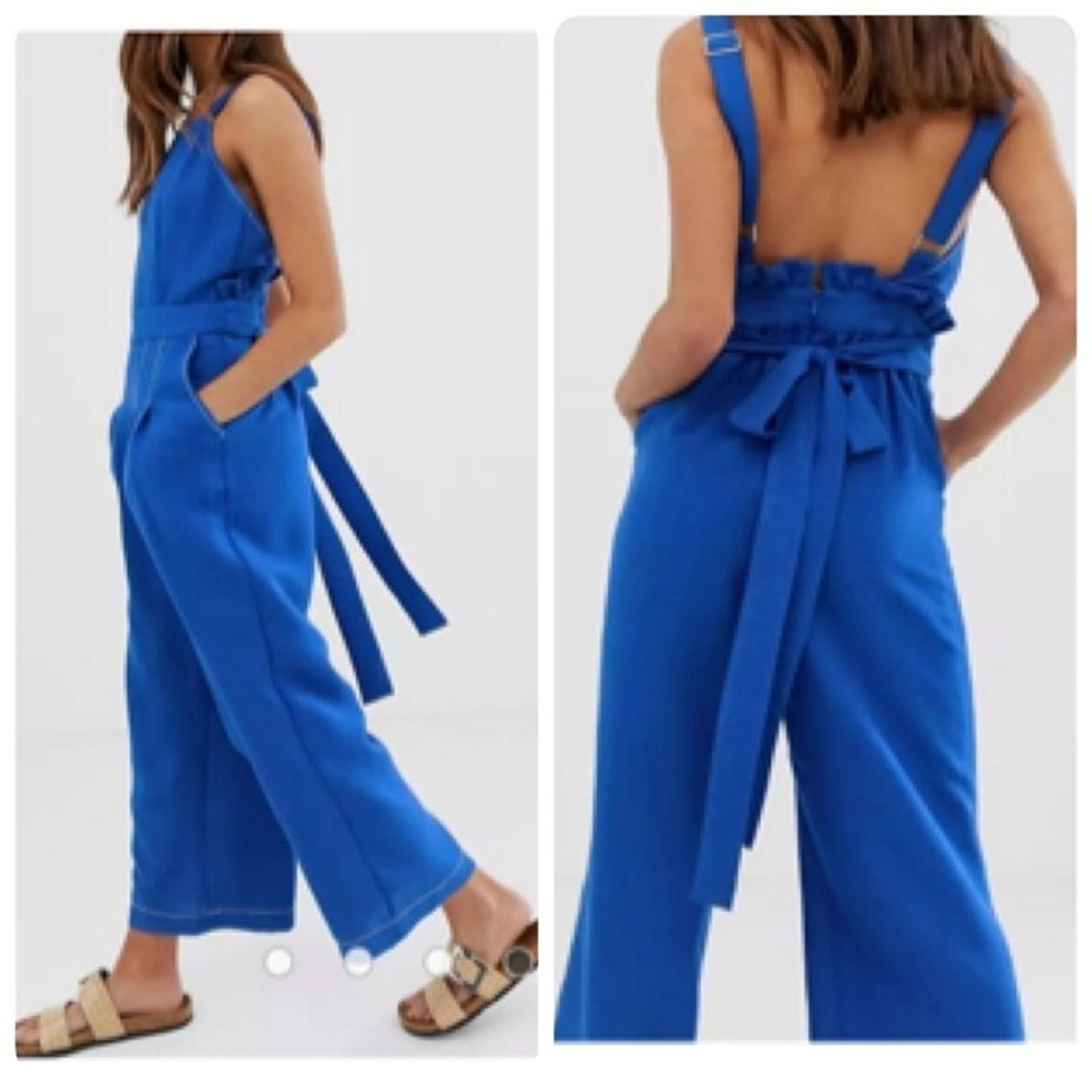 Moon River Womens Wide Leg Jumpsuit Pocket Belted Sz XS Royal Blue